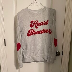 Shiraleah Gray Sweater with Red Heart Details